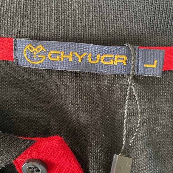 GHYUGR Men's Long Sleeve Polo - Large - Black - Picture 3 of 3